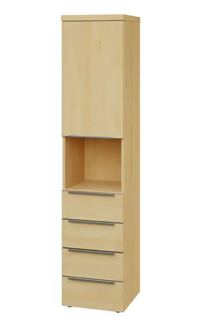 SIN 5 - 44ZND kancelářská skříň, 4-zásuvková/nika, 1-dveřová, levá, 1820x400x400, javor horský